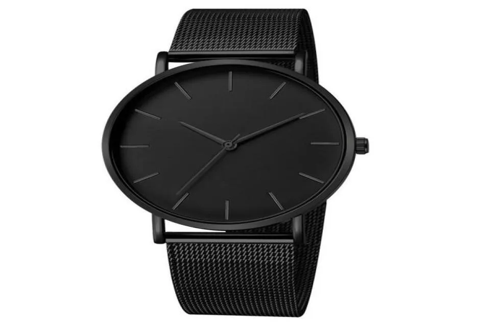 Polshorloges mannen mode ultra dunne horloges eenvoudige zakelijke roestvrijstalen mesh riem kwarts horloge relogio masculino5745256