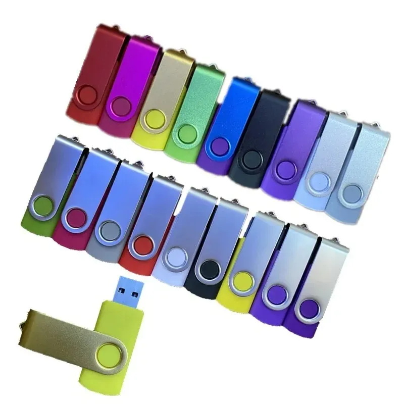 محرك أقراص فلاش USB القابل للدوار المعدني 32 جيجابايت 64 جيجابايت محرك القلم الملون USB 16GB 8GB 4GB الذاكرة عصا USB PROTABLE PENDRIVE عالية السرعة