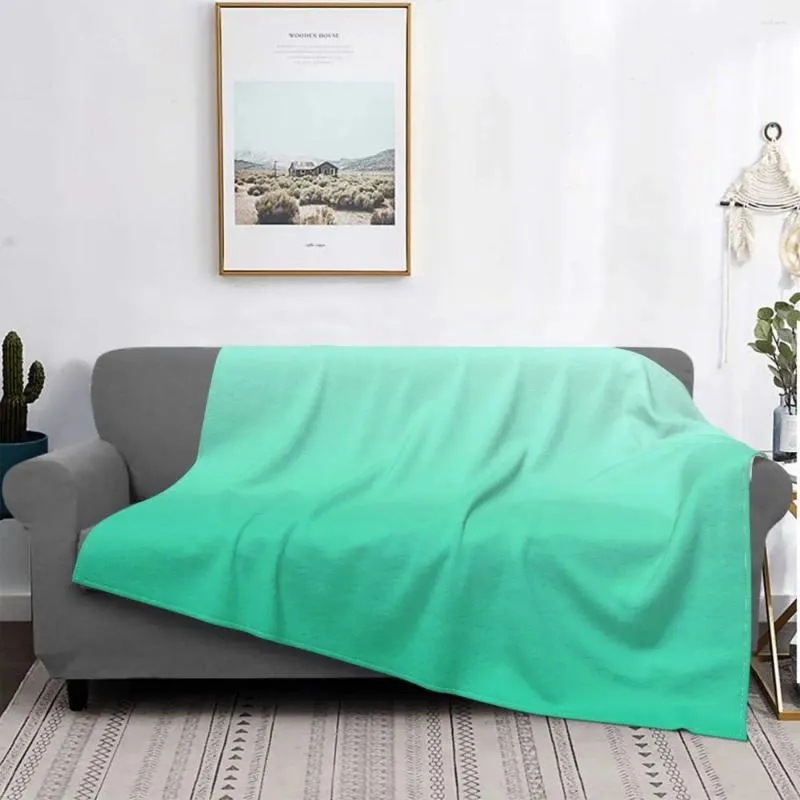 Decken Gradient Bunte Decke Fleece die ganze Saison MINT OMBRE NETTEN Dünner Wurf für Auto Reisebettspannung