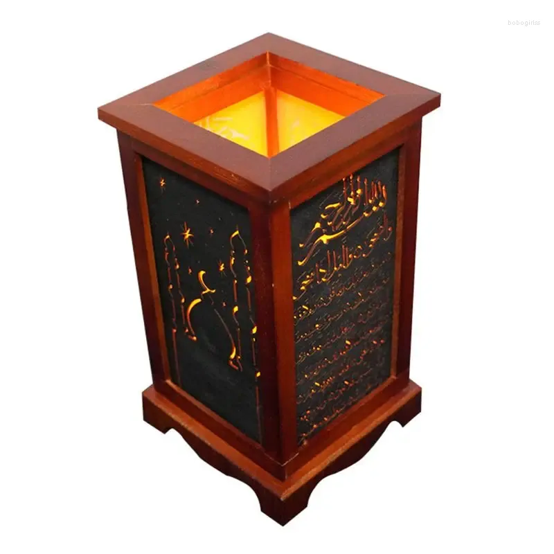 Bandlers en bois fait à la main Ramadan Lantern Eid Moubarak Quran Lettrage LED LET