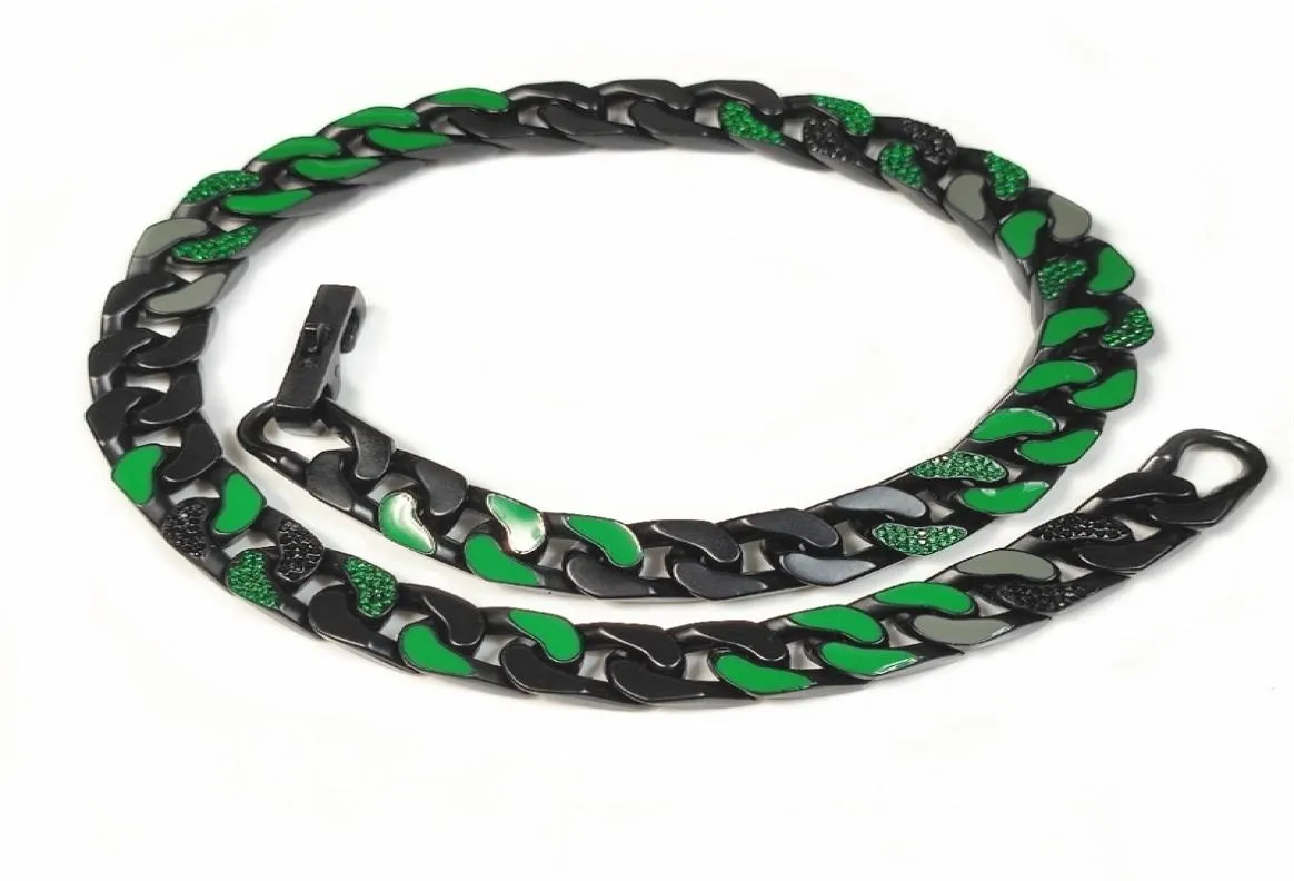 Bijoux Luxury High Quality Designer INS HIP HOP Fashion Simple Black Chaîne Black Green Paint Tendage personnalisé Bracelet cubain5543262