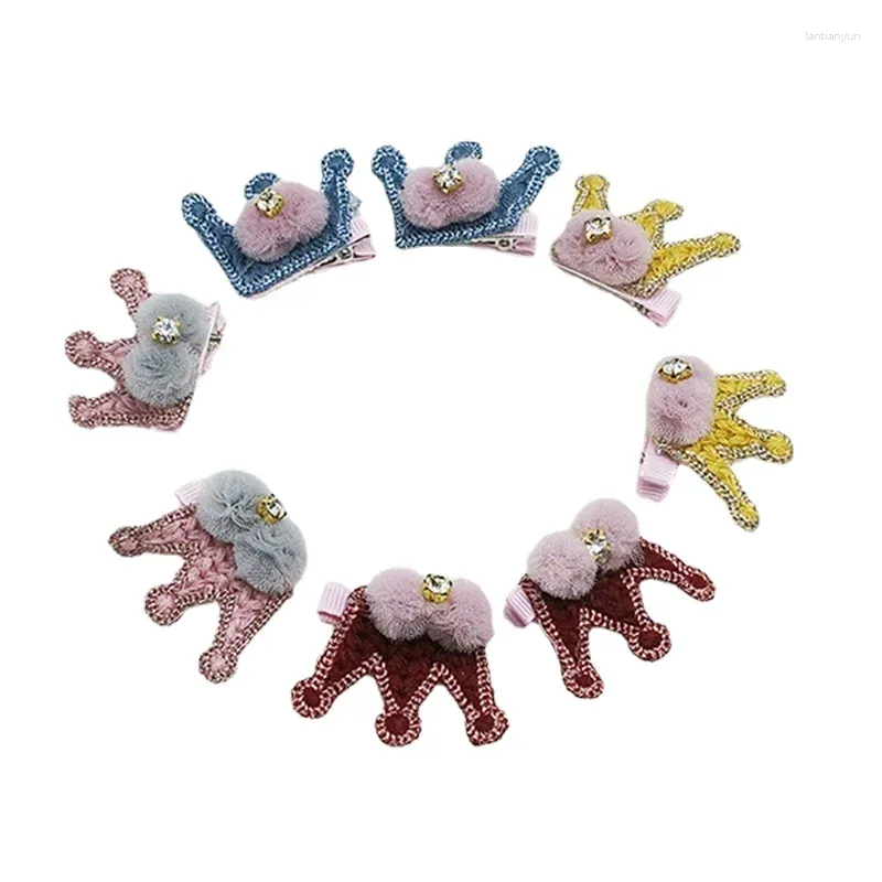 Appareils pour chiens Barrettes colorées Pet Polyester Clip Crown Girls Girls Pins Accessoires Grip Headwear