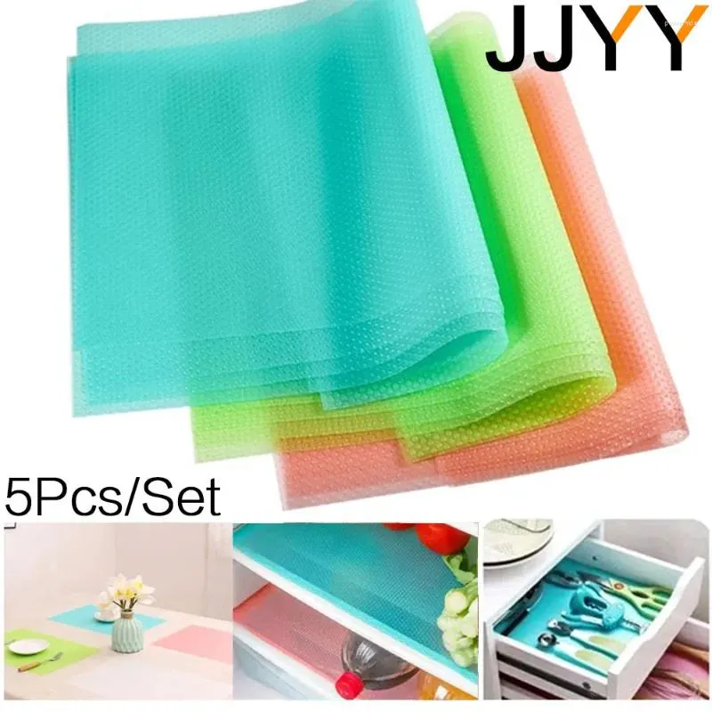 Table Mats 5Pcs/Set Refrigerator Waterproof Pad Antibacterial Antifouling Mildew Moisture Can Be Cut Washed Fridge Cabinet Mat