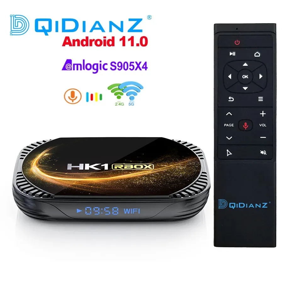 Box HK1 Rbox X4S 100M TV Box Android 11 Amlogic S905x4 Dual WiFi AV1 Support 4K Google Voice Assistant Player