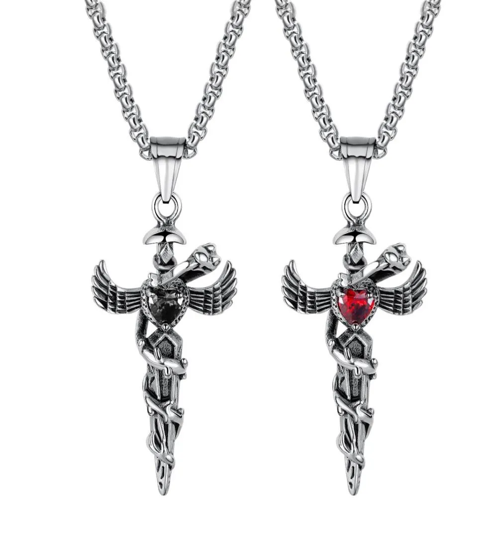 Stainless Steel Caduceus Angel Wing Symbol of Medicine Doctor Nurse Pendant Necklace For Mens Boys6157821