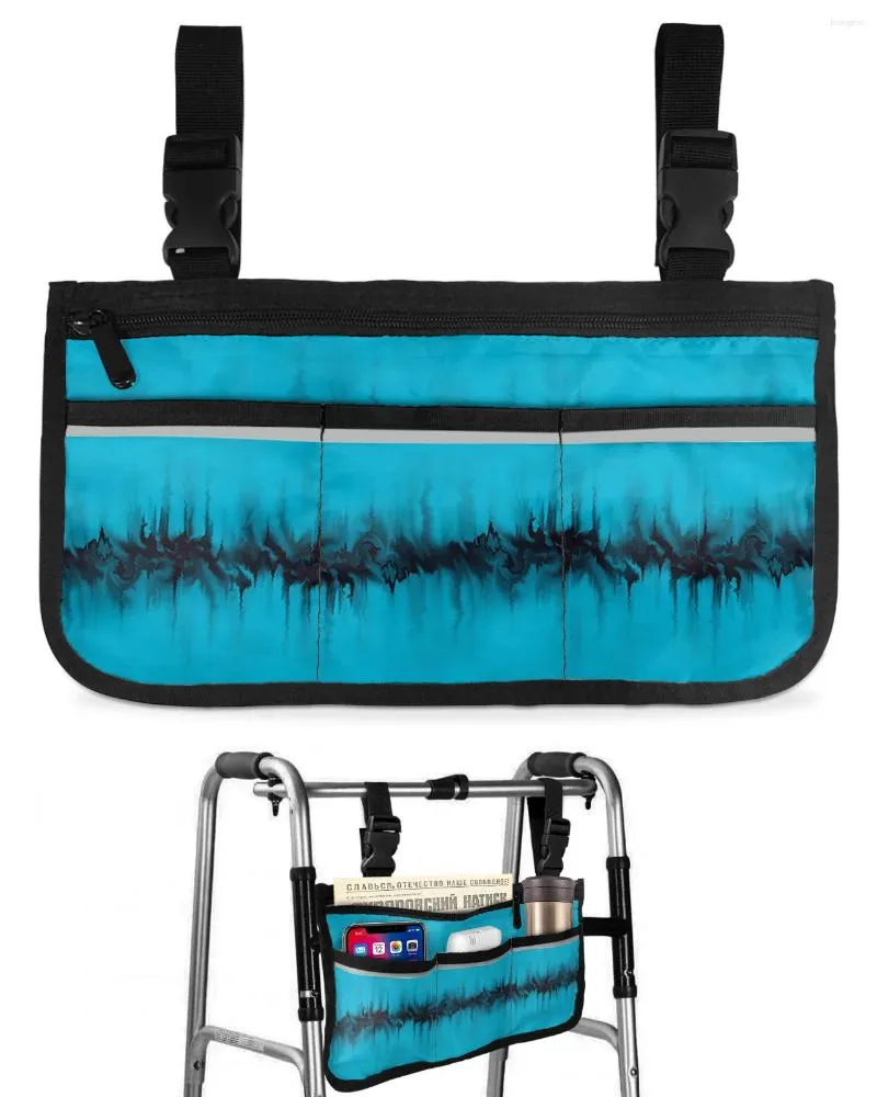 Bolsas de armazenamento Saco abstrato de cadeira de rodas preto com tinta com bolsos Bolsa de moldura de scooter elétrica lateral de braço