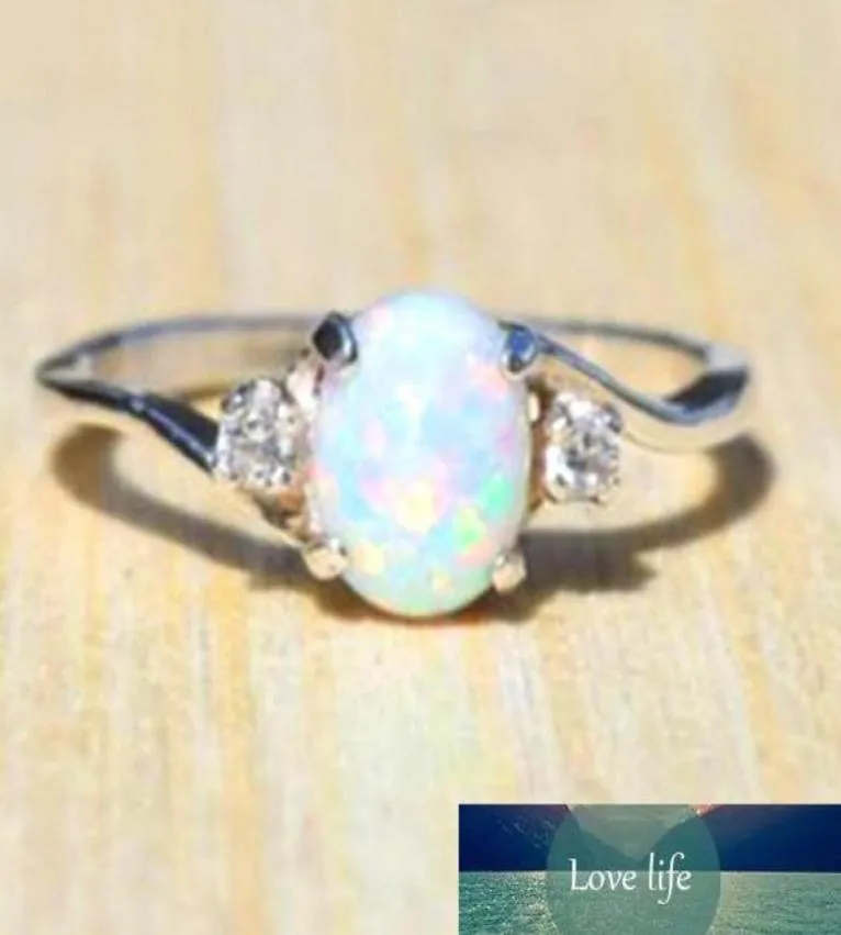 Projekt mody White Fire Opal Pierścień Biżuteria Kobiety Srebrny kolor cyrkon Pierścionki fabryczne Jakość ekspercka Najnowszy styl Oryginalny STA7654461106885