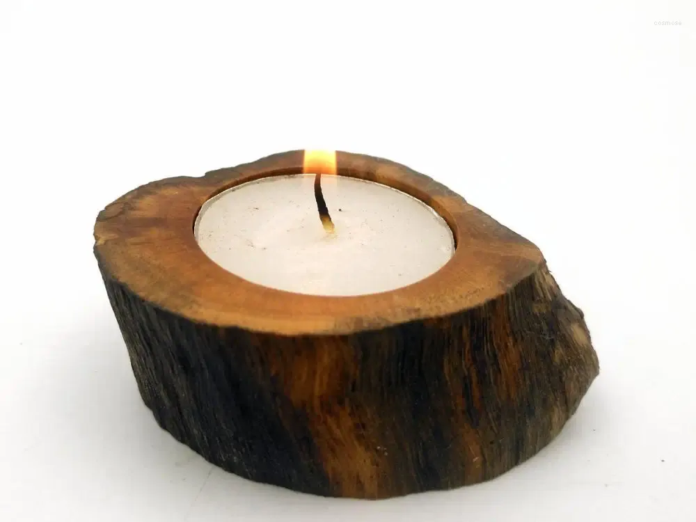 Candle Holders Original Candlestick Litchi Natural Wood Small