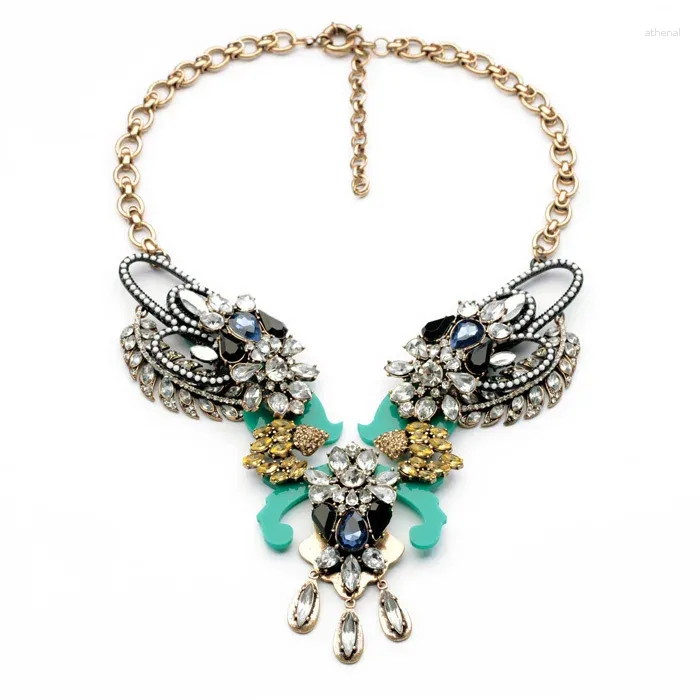 Pendant Necklaces Bulk Price Style Of The Exaggerated Resin Glass Plant Shiny Gold Color Necklace For Women Party