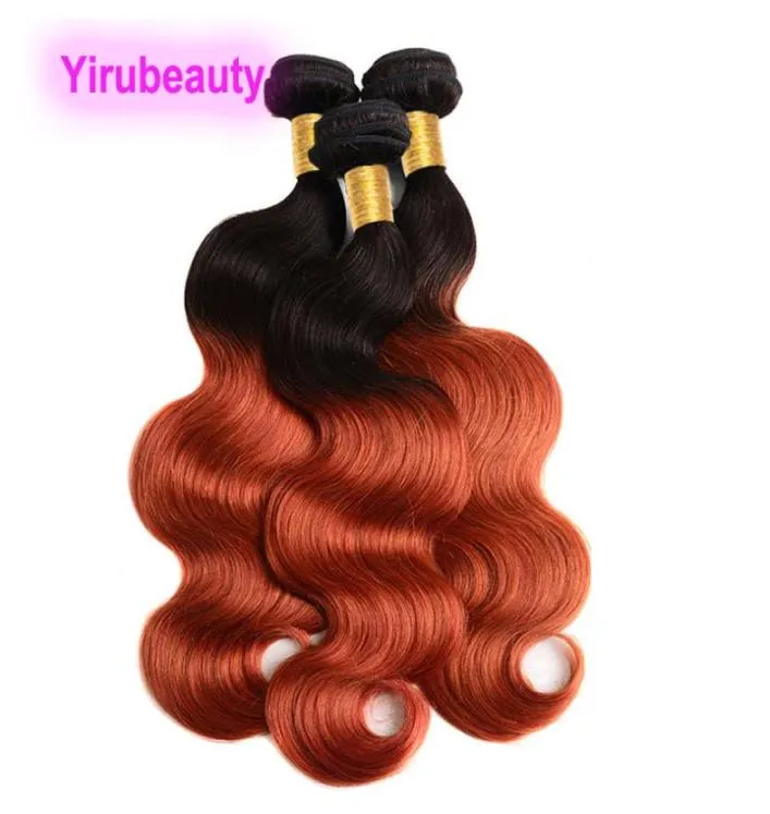 1B 350 Brazilian Virgin Hair Three Bundles Two Tones Color Body Wave 1028inch Double Wefts 3 pieceslot 100 Human Hair 10A Dyed8829934