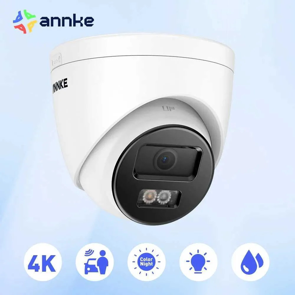 IP-camera's Annke 8MP IR Network Turret IP-camera met menselijke voertuigdetectie 4 mm ingebouwde microfoon 4K beveiligingsbewakingscamera's 240413