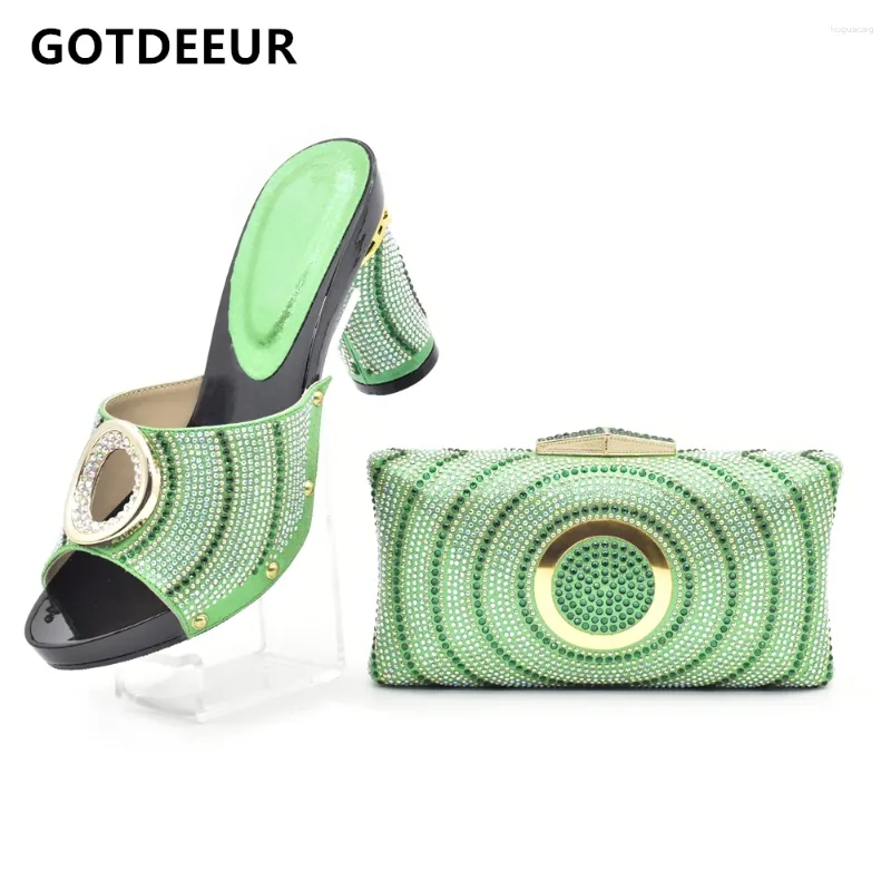 Dress Shoes Green Custom Shoe Bag Set High Heels Italian Wedding And Women's Bride