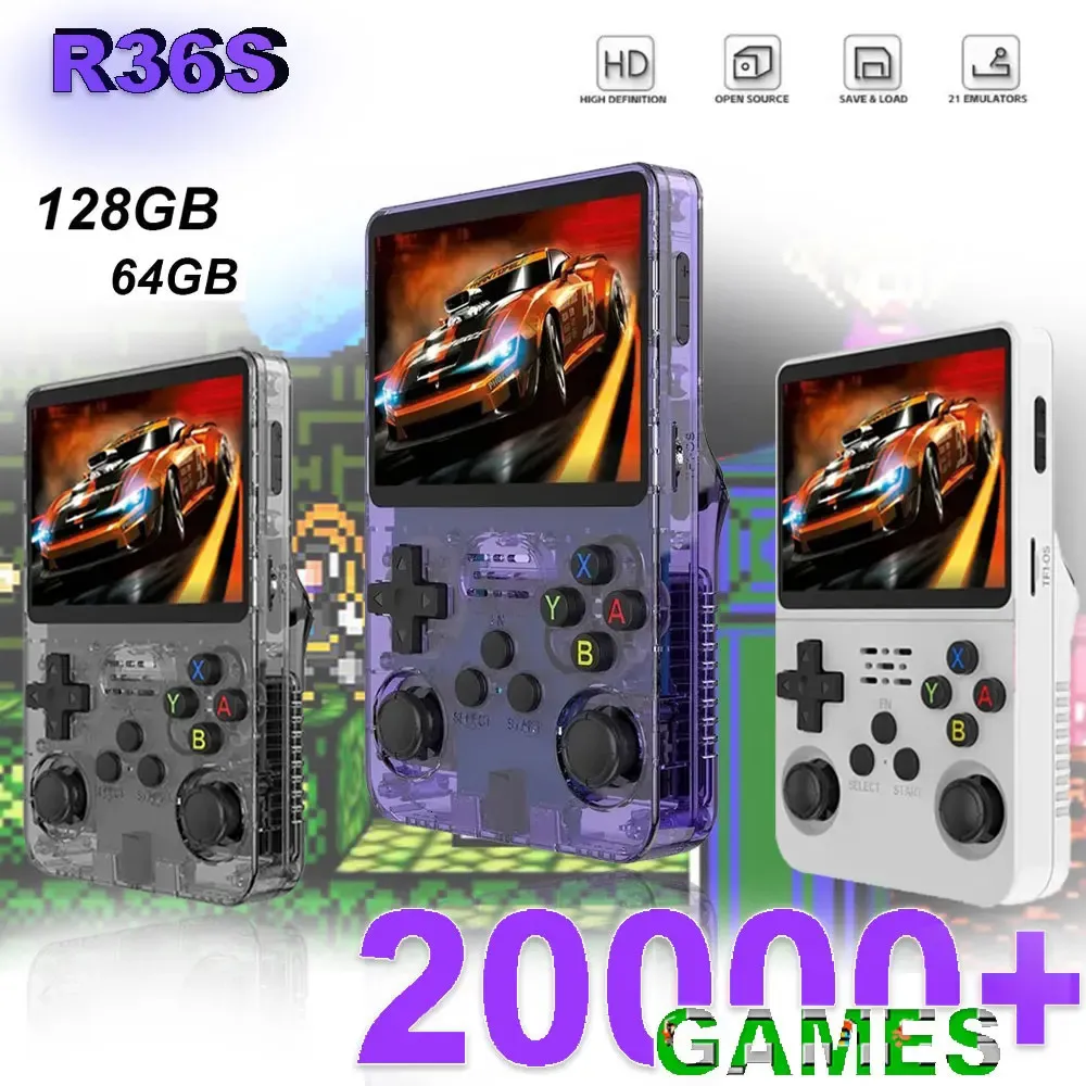 Retro Handheld Konsola gier wideo dla R36S 20000 Klasyczne gry 3,5 -calowe IPS System Open Source Portable Games Player 240410