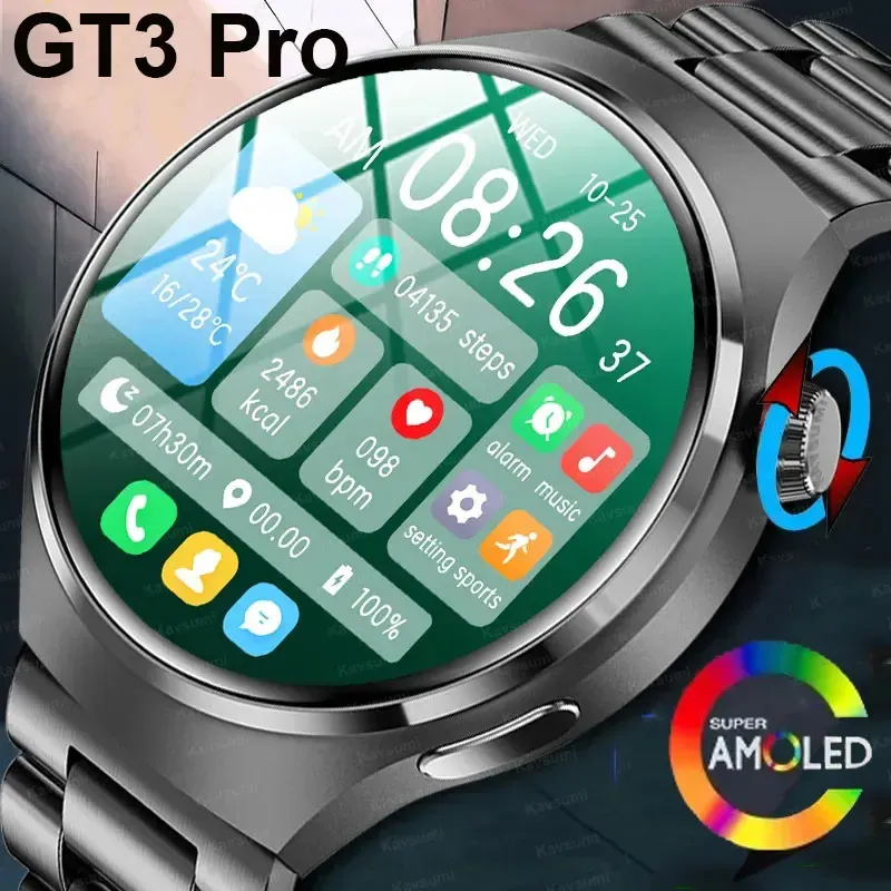男性のための時計女性スマートウォッチ新しいBluetoothコールフルタッチAMOLED DIY Dailsスポーツ防水スマートウォッチPK GT3 Pro Watch