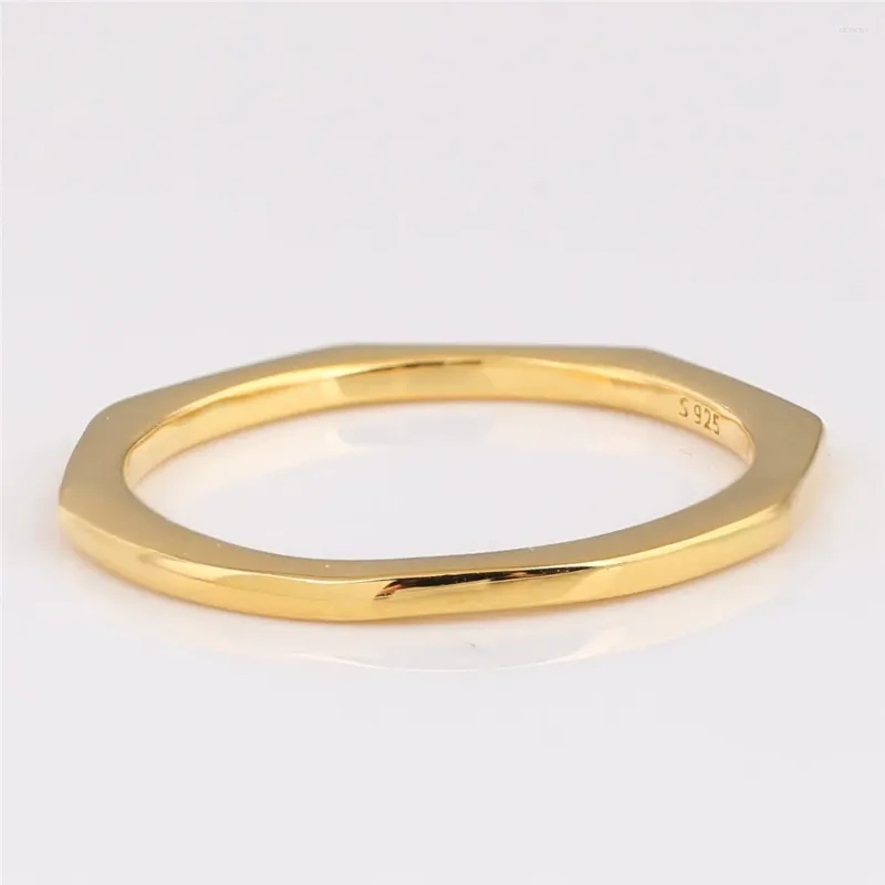 Clusterringe 925 Sterling Silber Pan Ring Golden Shine facettenziert mit Kristall für Frauen Hochzeitsfeier Geschenk Mode Schmuck Schmuck