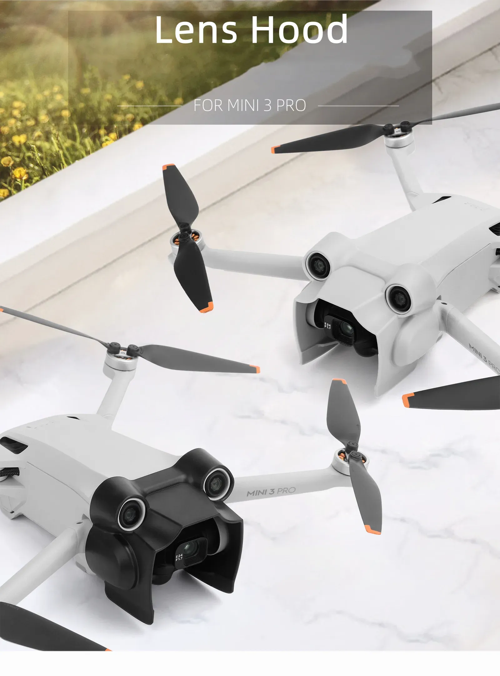 DRONES DJI MINI 3 PROレンズフードアンチグラレレンズカバージンバルカバーDJI Mini 3 Proドローンアクセサリーの日差しサンシェードサンフー