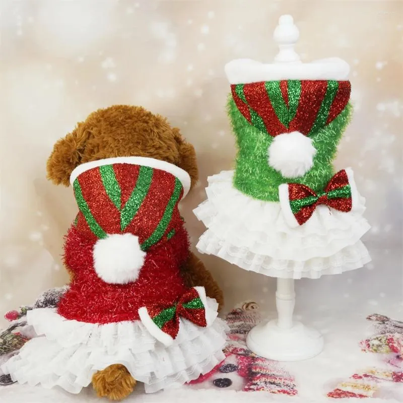 Hundkläder julklänningar för små hundar kläder vinter varm kjol husdjur dekoration valp klänningar tillbehör