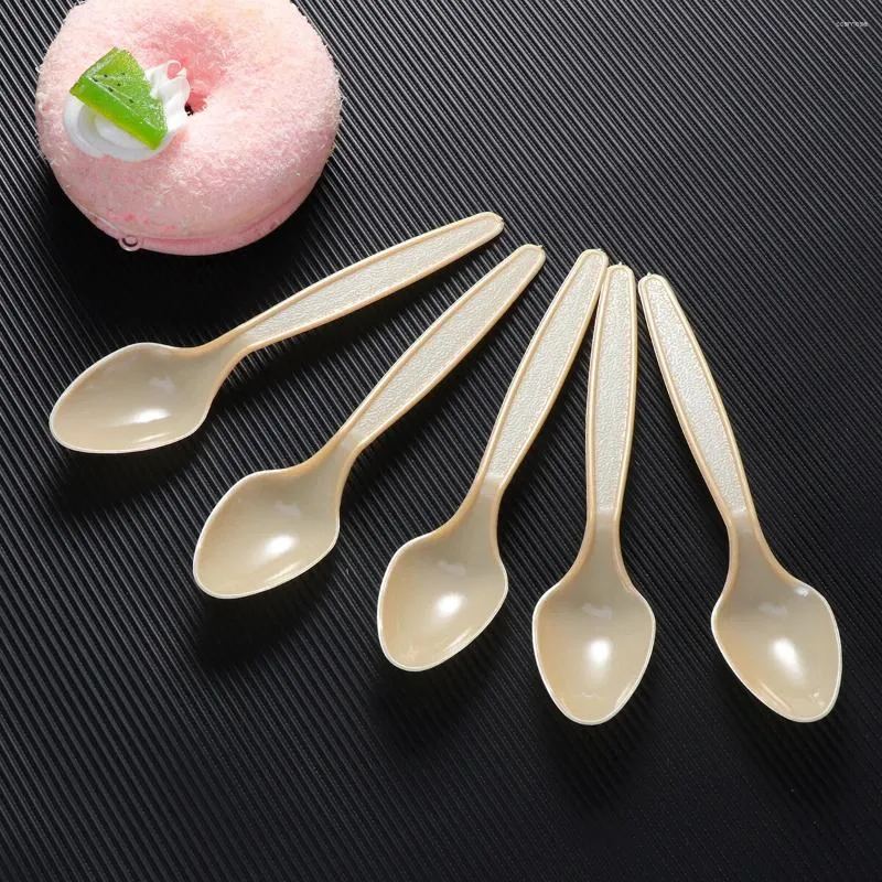 Tek kullanımlık sofra takımı 60 PCS Pasta Servis Kaşık Büfe Konsantresi Toddler Altın Silverware