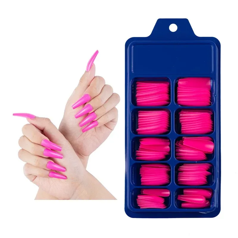 100 st/box kista falsk nagel blandad storlek fast färg matt konstgjord förlängning för falska nagelkonsttips