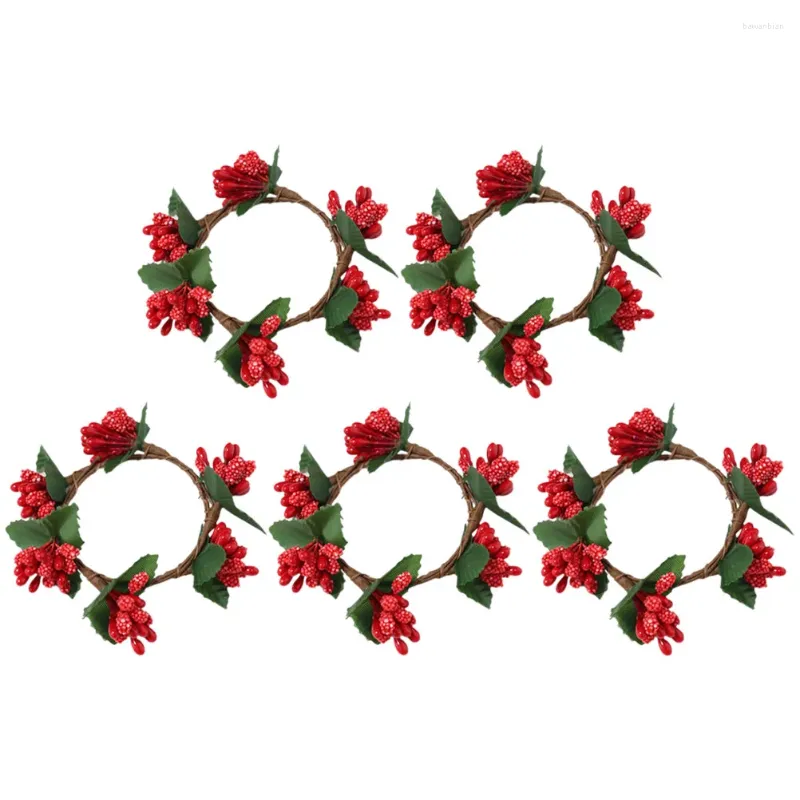 Fleurs décoratives 5 pcs Berries Couronnes de Noël Berry Noisette Anneau Ornement Ornement Anneaux de fête