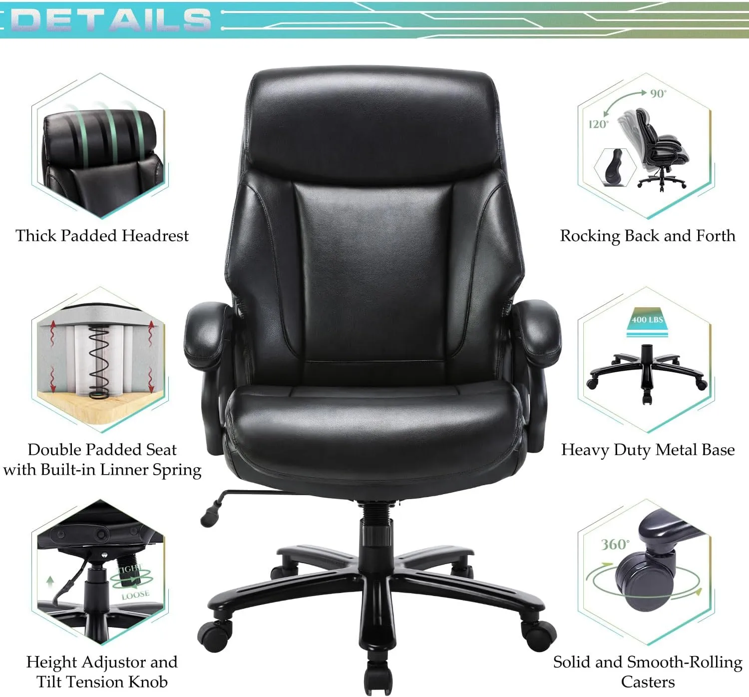 Heavy Duty Ergonomic Office Chair for Big & Tall - 400lb Capacity ...
