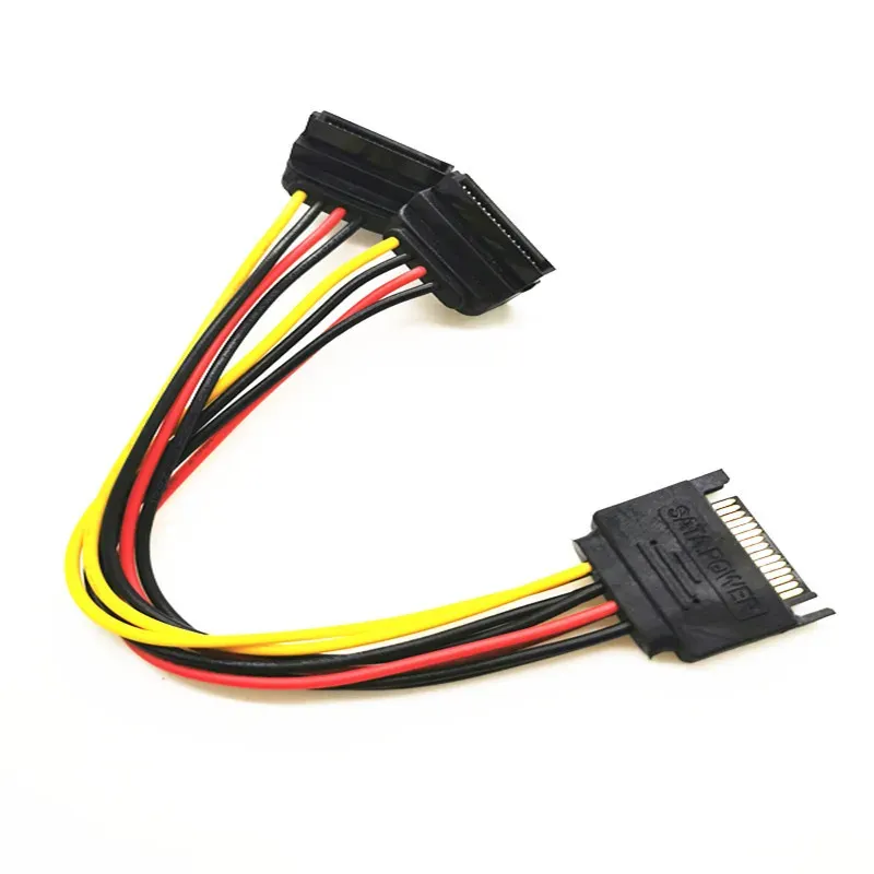 2024 15Pin SATA Male To 2 Female 15Pin Power Hard Disk Splitter High-quality Connector Power Cord Suitable for Hard Disk Drive for SATA hard