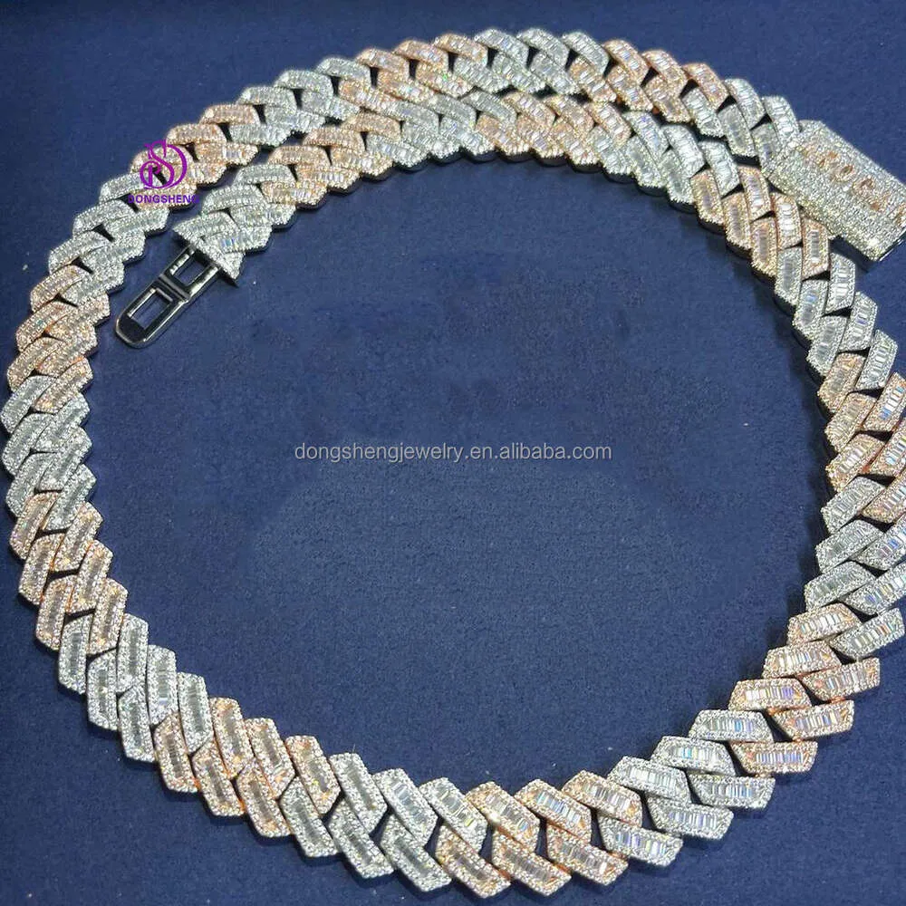 Omdesign män hiphop smycken halsband 925 sterling silver 18mm 20mm kubansk kedja is ut vvs moissanite diamant kubansk kedja