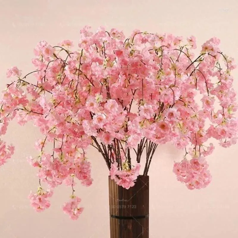 Decorative Flowers Artificial Cherry Blossoms Garland Rattan Hanging For Wedding Decoration DIY Party Home Garden Christmas