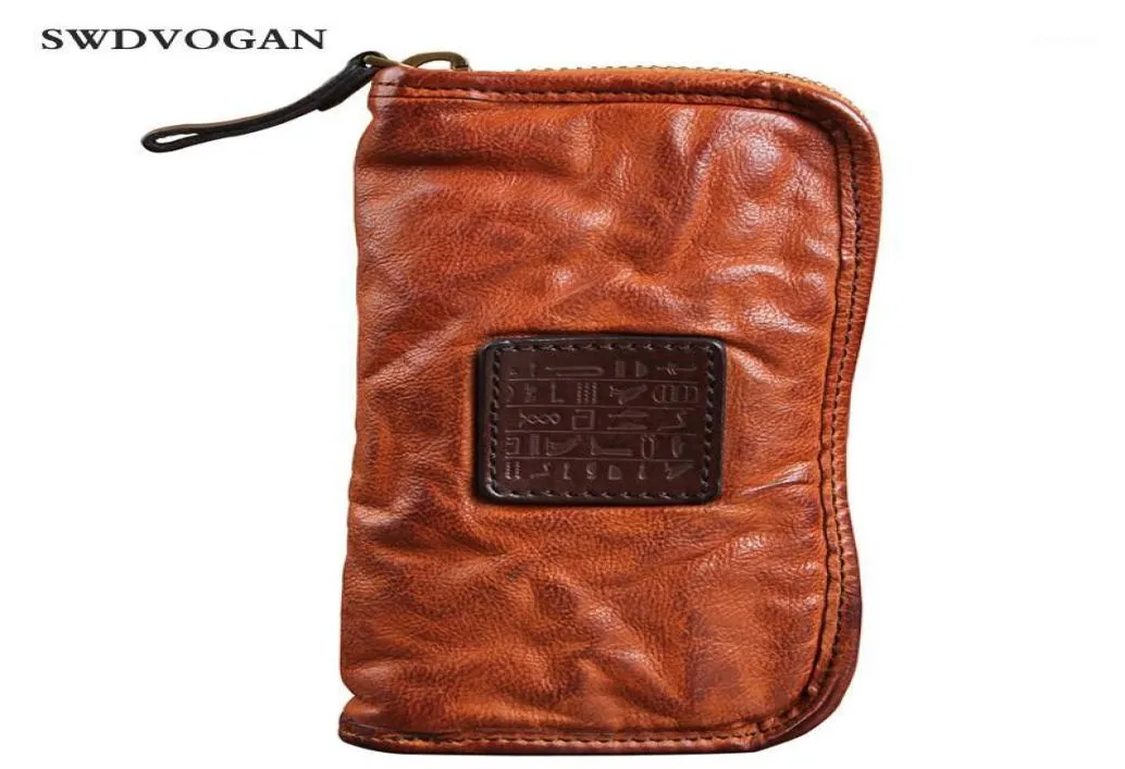 Wallets Genuine Leather Wallet Men Clutch Bag Vintage Cowhide Ruched Purse Zipper Male Long Letter Carteira19648975