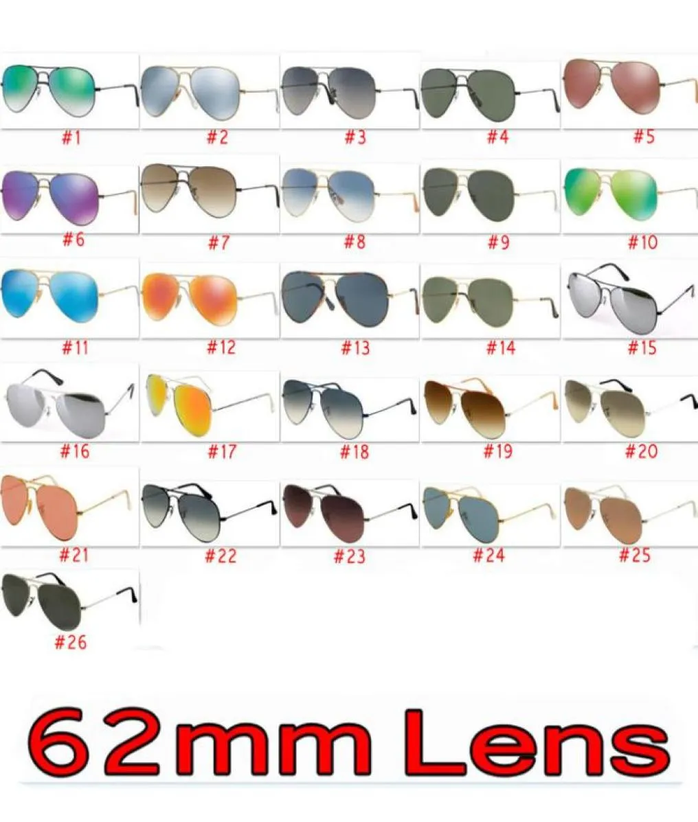 2019 Populaires Lenses de 62 mm Lunettes de soleil pour hommes et femmes Sport extérieur Metal Dazzle Couleur Soleil Tombres Man Lunettes de soleil Femmes 7893802