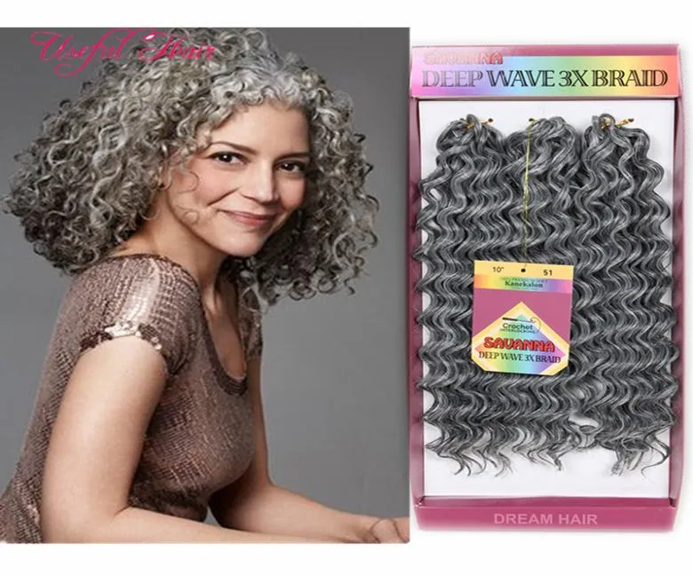 Synthétique Traité de cheveux profonde Style 3PCACK Bouncy Curl 10inch Tress Water Wave Hair Crochet Traids Deep Deep Curly Hair 3X Bra5537903