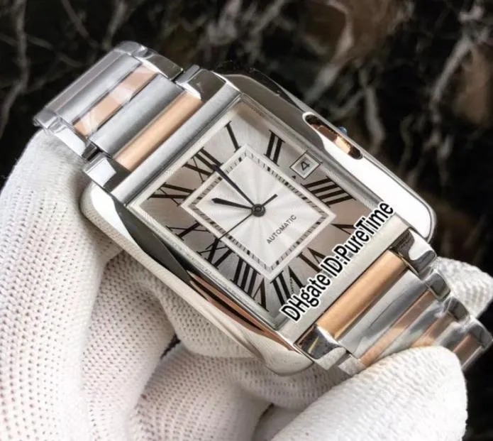 Nouveau W5310006 Date de cadran en argent en or rose à deux tons Japon Miyota 8215 Automatic Mens Watch Gents en acier inoxydable Montres super bon marché 2423546