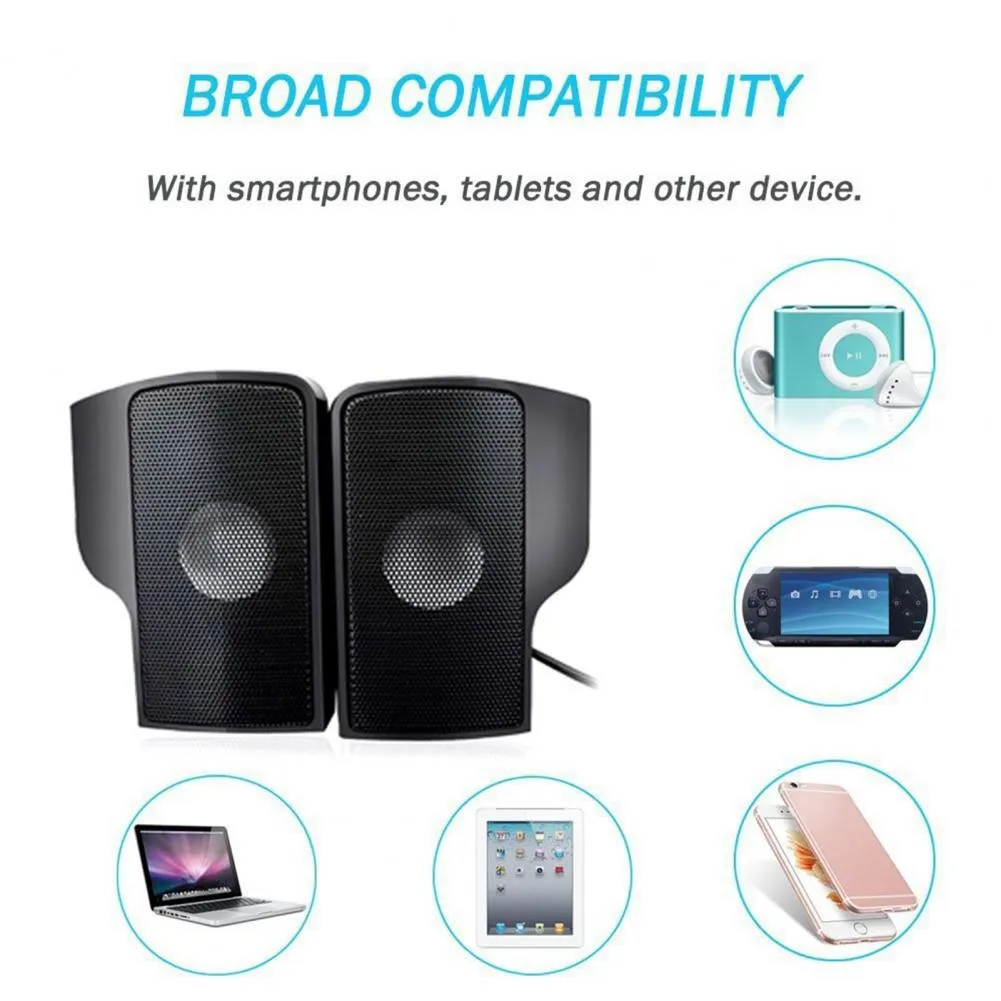 Clip-On PC Speakers: Portable Mini Sound Box with Subwoofer for Laptop ...