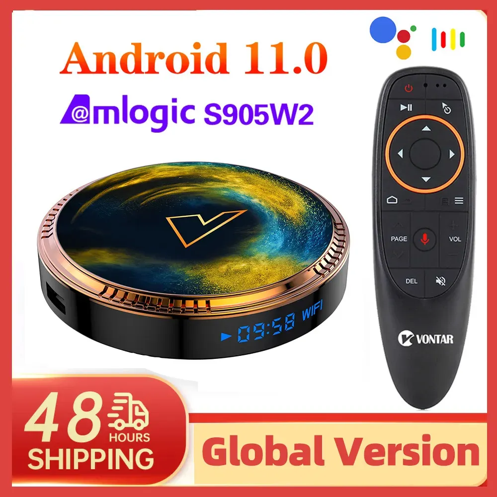 Box 2022 Vontar X2 Smart TV Box Android 11 AMLOGIC S905W2 4GB 32GB 64GB Support 4K 60fps AV1 2.4 5G WIFI BT4.0 2GB 16GB Media Player