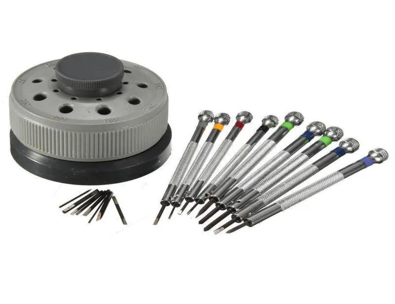 Reparationsverktygssatser Round Head Watch Screwdriver Set 05mm 06mm 08mm 10mm 12mm 14mm 16mm 16mm 20mm 25mm Rotating Base ToolRepai2108411