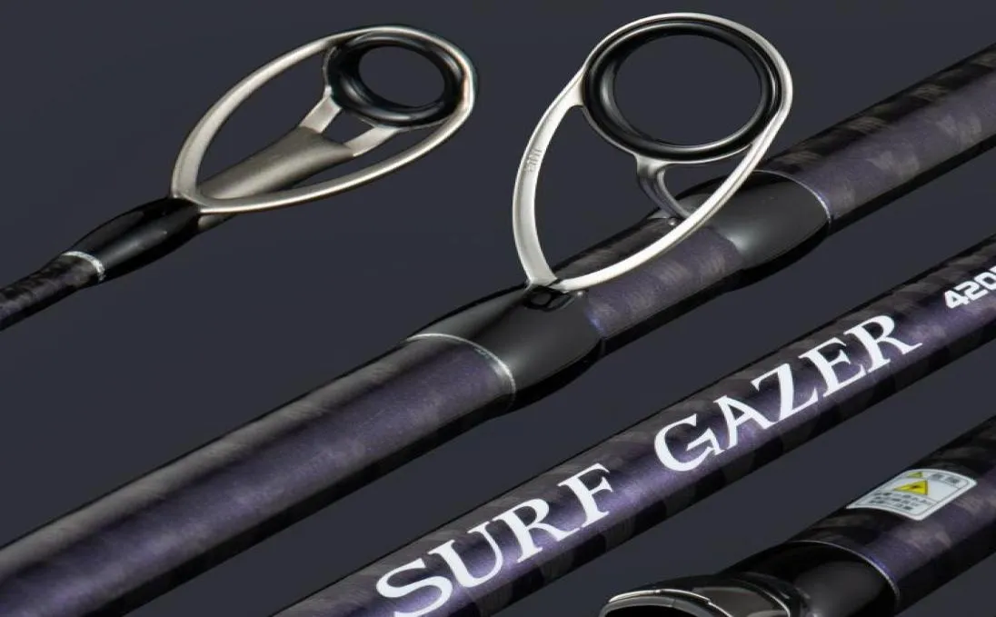 Lurekiller Brand Fuji Guides surf Gazer Surfcasting Rod 42m 3 sections Sinker 100300G BX Rod à fonte long en carbone élevé4593525