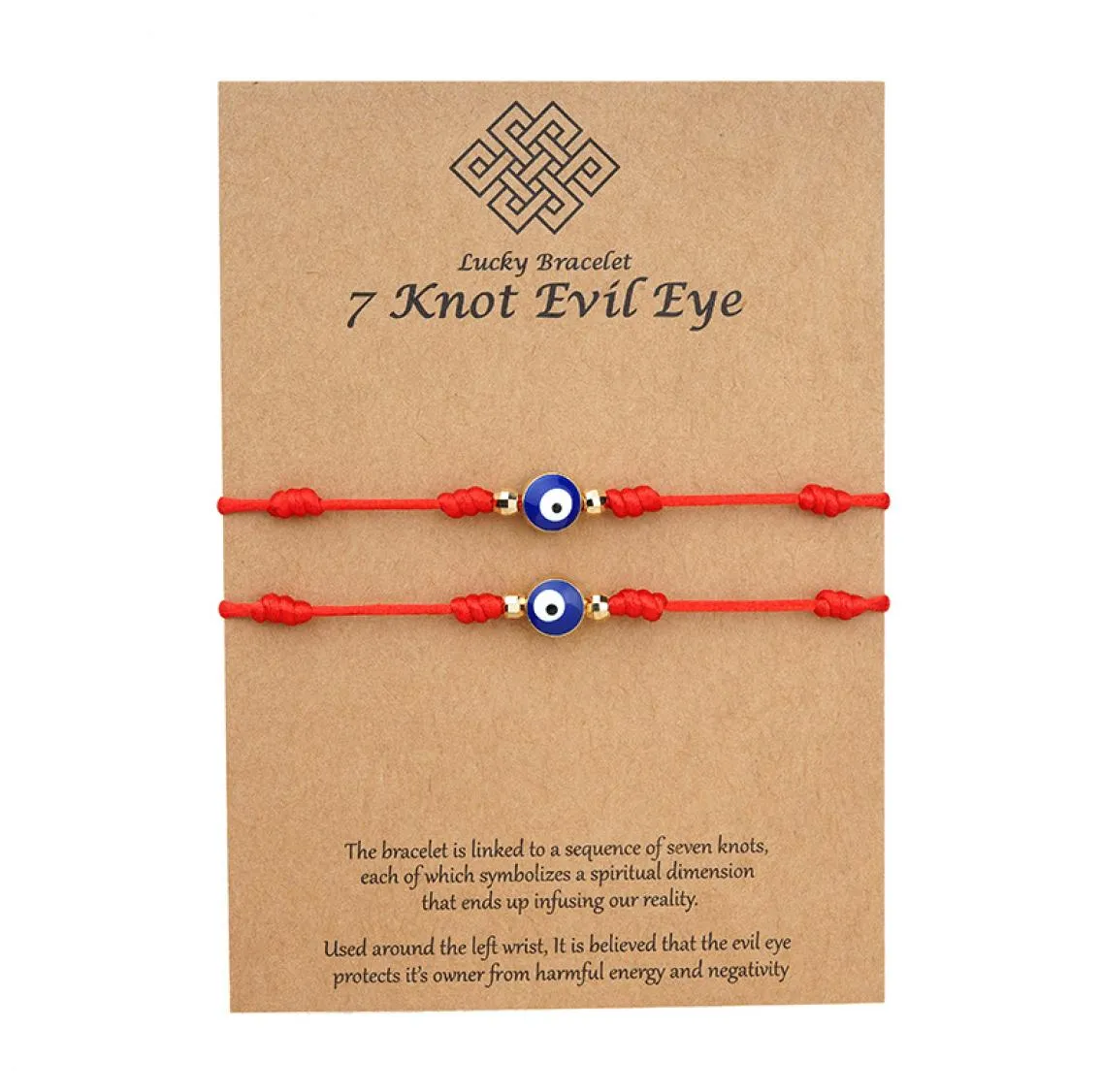 7 узлов Blue Evil Eye Bracelet Baper Card Bracelet Регулируемая счастливая красная струнная браслеты Пара ювелирных украшений Браслет дружбы 2PSCS3516328