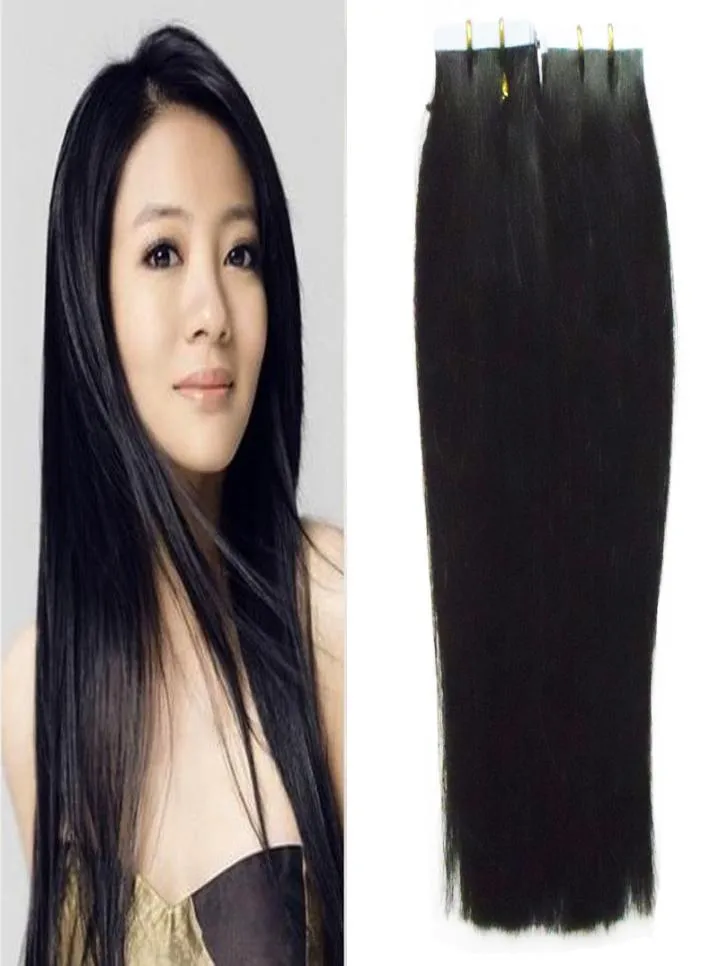 Tape In Human Hair Extensions 100g tape hair extensions 40 pieces Adhesive Invisible kin weft virgin hair extension Whole3520874
