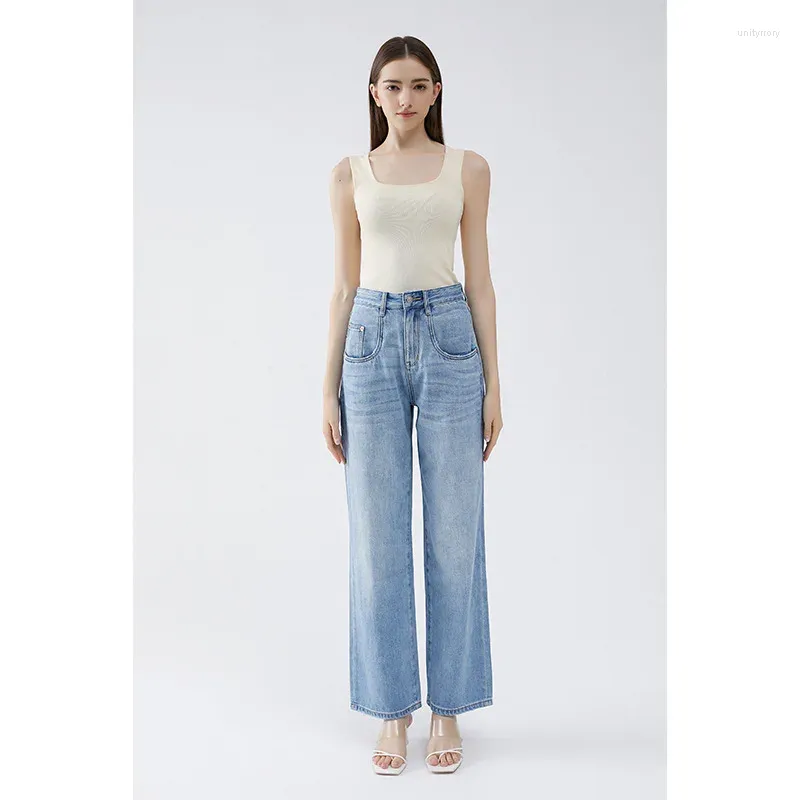 Jeans pour femmes Classic Luxury Designer Luxury Tissu 23 hautes taille lyocell Fibre Fit Draging Denim Pantalon pour les femmes