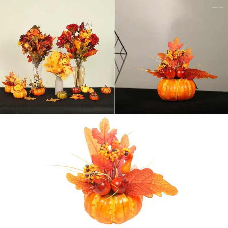 Fiori decorativi decorazioni di zucca artificiale decorazioni da tavola di halloween oggetti di scena autunnali