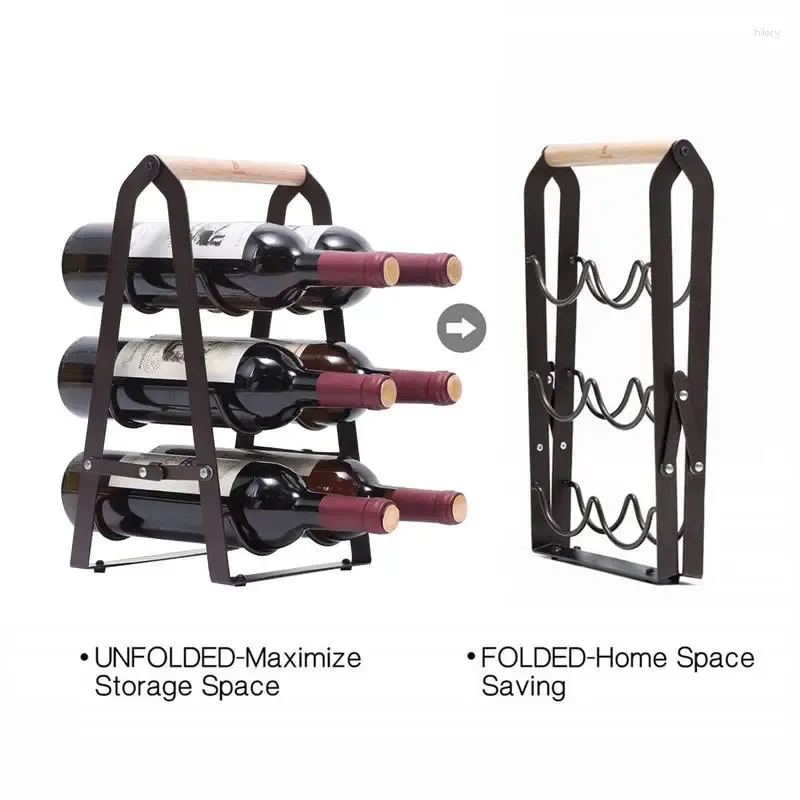 Kitchen Storage Metal Wine Rack Countertop Folding Organize & Display Your Bottles In Style With This Freestanding Iron Bracket For Pantry