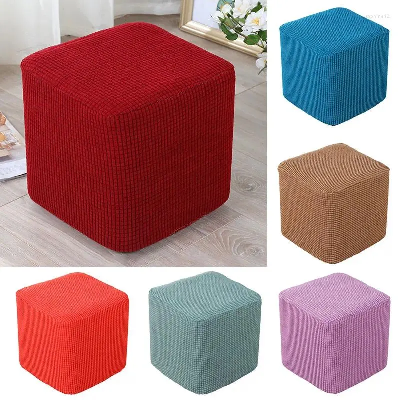 Stol täcker solid stretch ottoman slipcover soffa fotpall täcke förvaringsskydd elastisk rektangelfodral