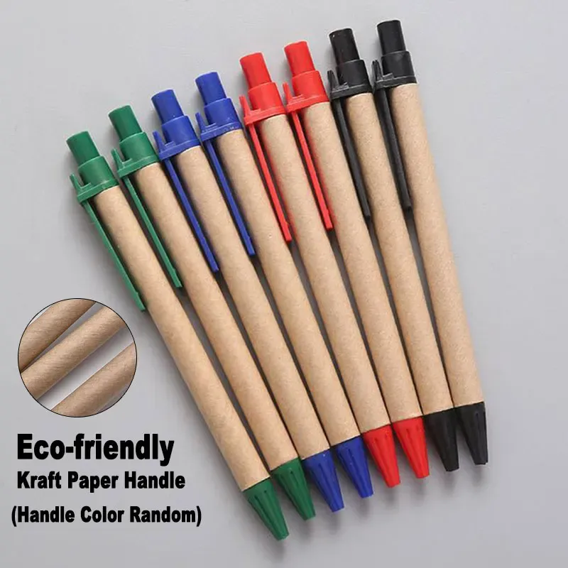 Stylos 20/30/50 / 100pcs Set Ecofrimy Kraft Paper Ballpoint Pen 1.0 mm Tip Office School Writing Stationery Signature Ball Ball Pen