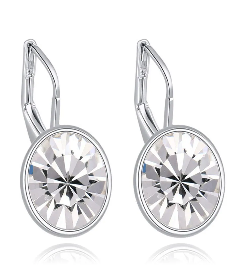 Bella mini pierced Dangle earrings made with original Austrian elements white filled clear crystal gift for women for Valenti5953645