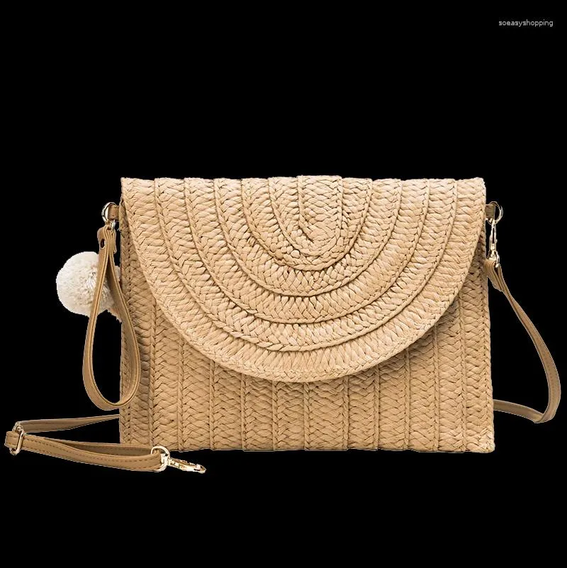 Bag Casual Quaste Quaste Stroh Kupplungsbeutel für Frauen Wikcer gewebt Schulterkreuzkörper Lady kleine Totes Rattan Summer Beach Geldbörsen 2024