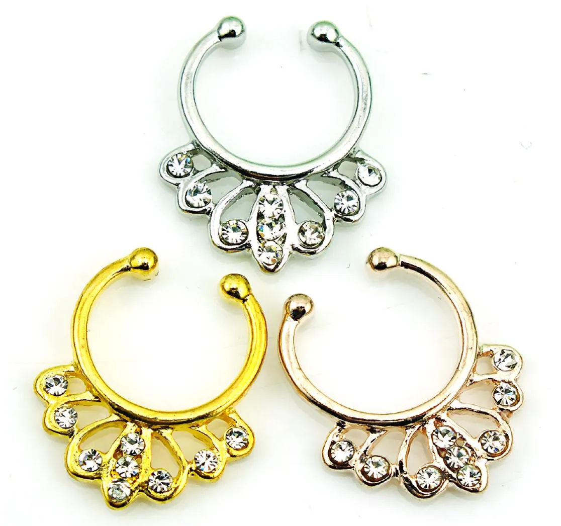 Mélangez les anneaux de nez en acier inoxydable enrégraphe de septum percé 3 Couleur Faux Nez Stads Body Bijoux4697546