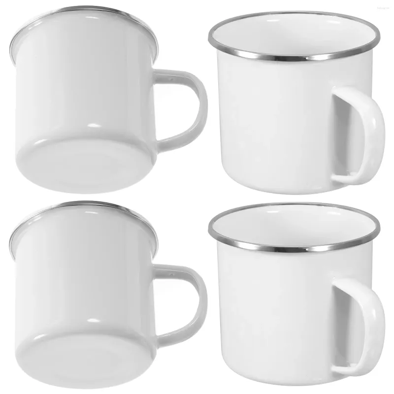 Muggar 4st Portable Camping Mug Outdoor Använd storkapacitet Vattenkoppen varaktig emalj för resesubblimeringskoppar för att sublimera