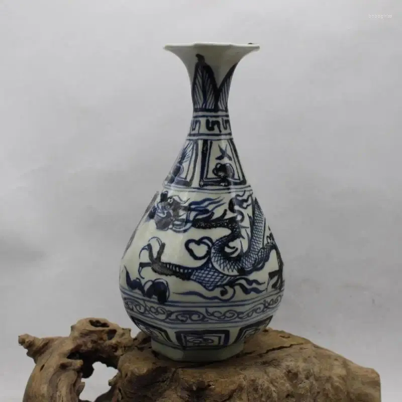 Vazen yuan blauw en witte wolken drakenpatroon jade pot veerfles antieke porseleinen decoratieve ornamenten