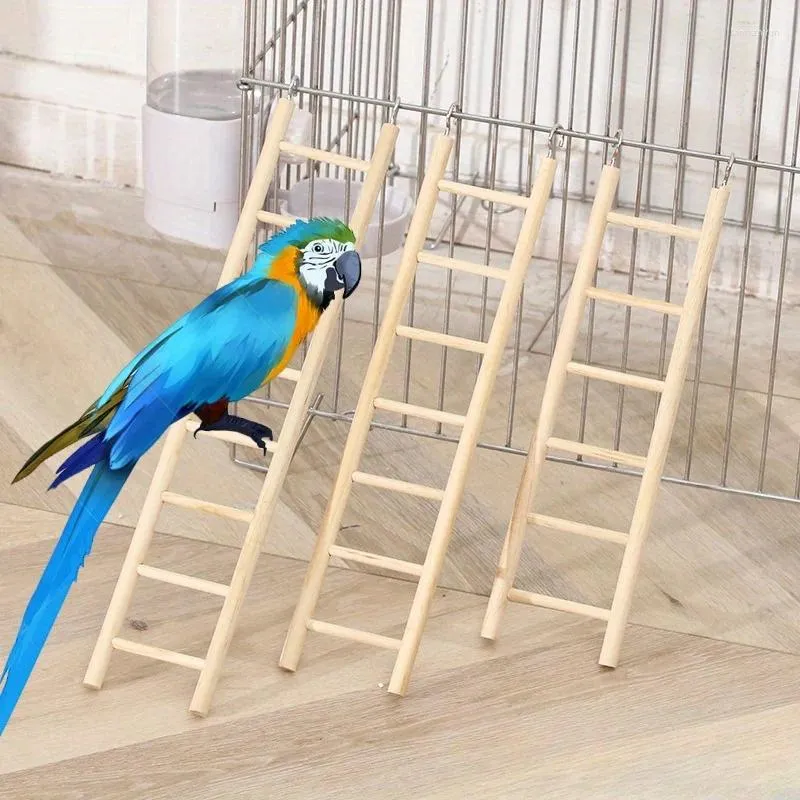 Other Bird Supplies 1pc Parrot Toy Wooden Climbing Ladder Cage Solid Wood Stand Hamster