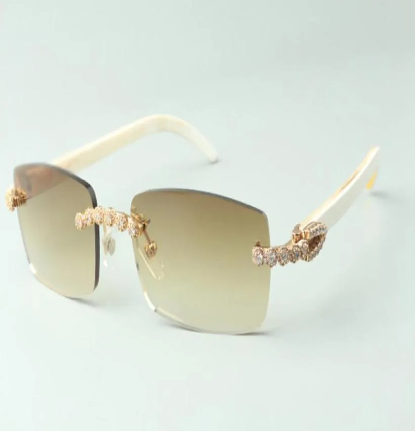 2021 Bouquet Diamond Sonnenbrille 3524012 mit natürlicher weißer Horngläser Linse 30 Dicke 94442212